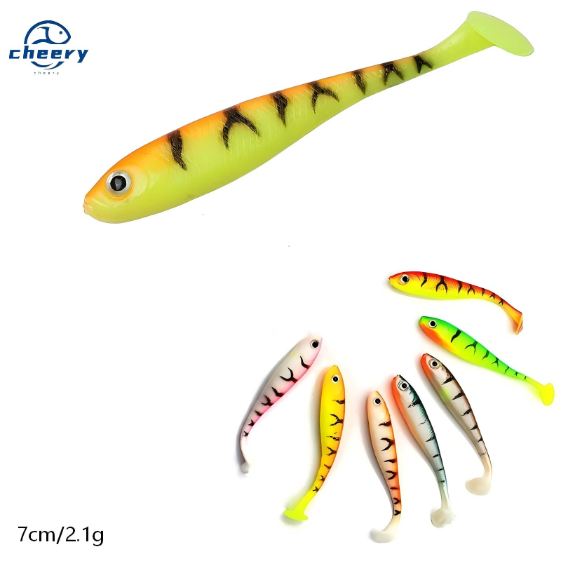 Cheery WT30 T-tail Soft Fishing Lures 7cm/2.1g Shad Artificial Soft Bait Jig Head Fishing Silicon Rubber Soft Bait · Original source photograph · specifications to confirm