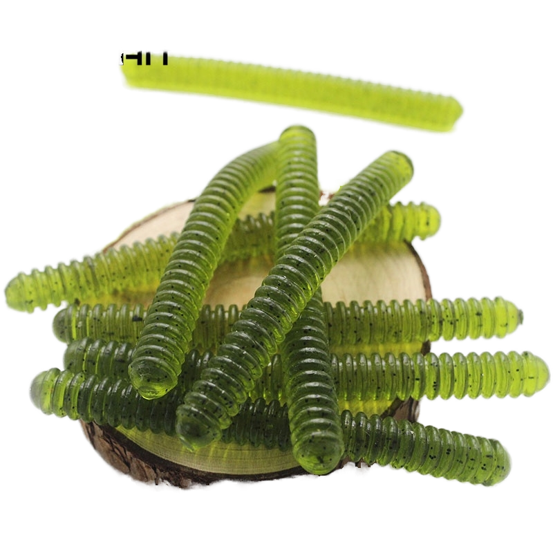 9.5cm 5.5g Long Threaded Soft Plastic Worm, Green Bionic Lure Soft Fishing Bait · Original source photograph · specifications to confirm
