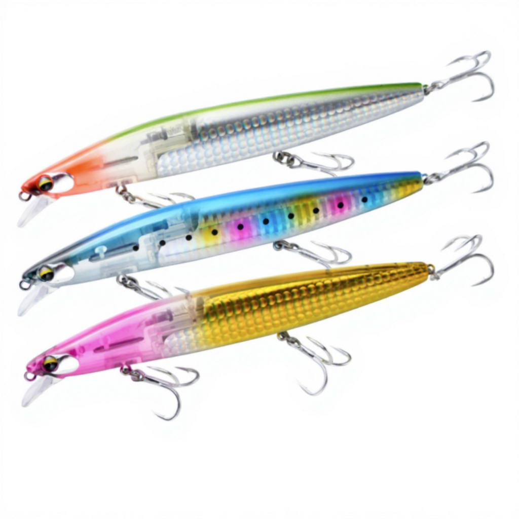 Cheery 14.5cm 27g 10color Floating Minnow Flash Scales Fishing Hard Lure Bait · Original source photograph · specifications to confirm