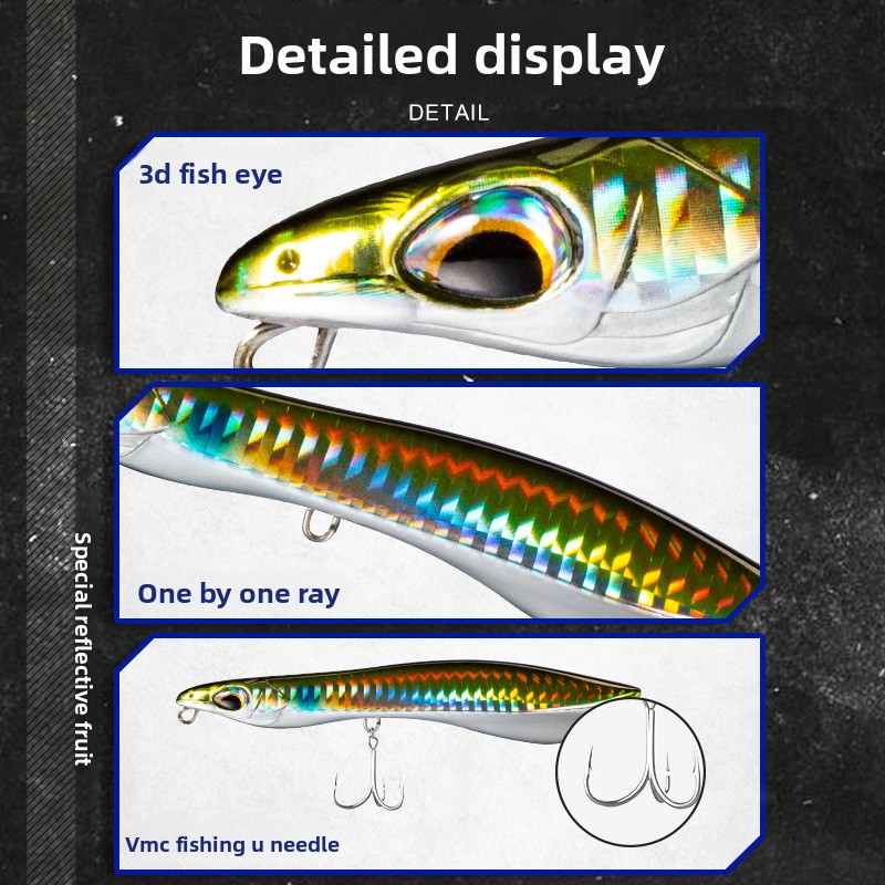 Artificial Hard Bait Fishing Pencil Lure-Topwater Sinking & Floating 115mm Without Hooks-for Bass · Original source photograph · specifications to confirm