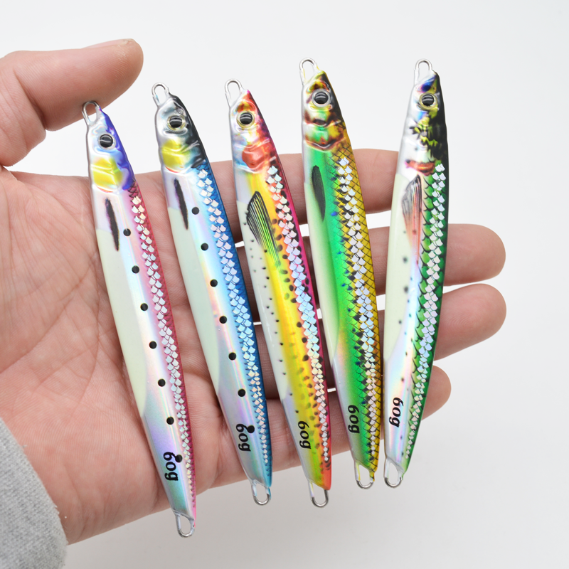 60g 3D Printed Mackerel Needle Speed Scale Saltwater Jigging Lure Vertical Metal Jig Luminous Uv Glow pink · Original source photograph · specifications to confirm