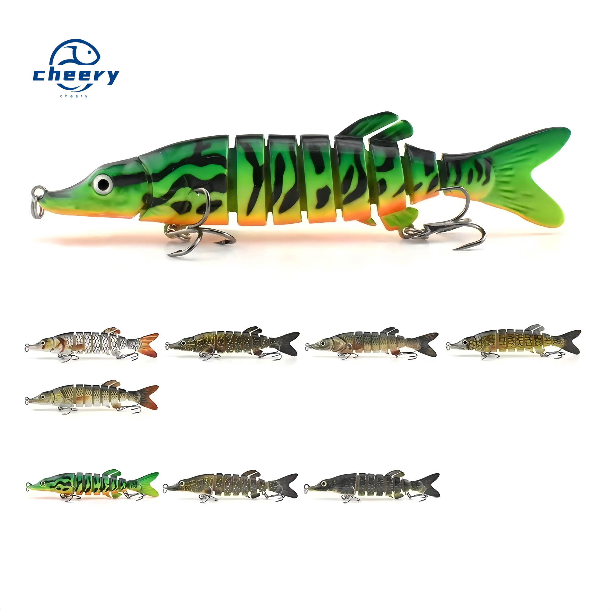CHEERY Eight Section Pike Barracuda 130mm Long-Cast Sinking Bait Lure ABS Bass Fishing Gear Hard Printed with Hooks Freshwater · Original source photograph · specifications to confirm