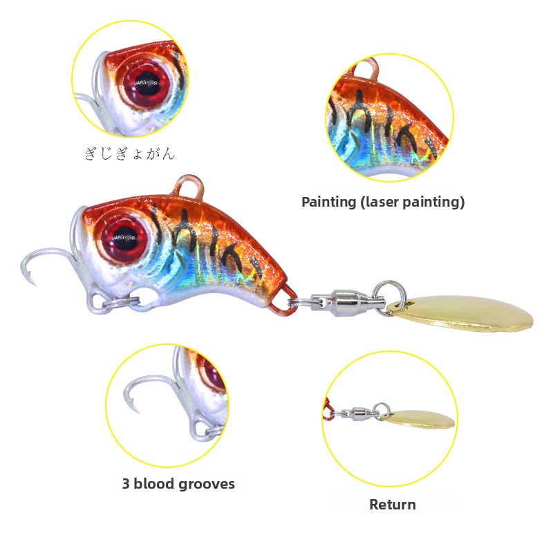 Metal Small Whirlwind Vib Sequins Luya Artificial Hard Bait Rotating Super Long-distance Sea Fishing Freshwater Sea Bass · Original source photograph · specifications to confirm