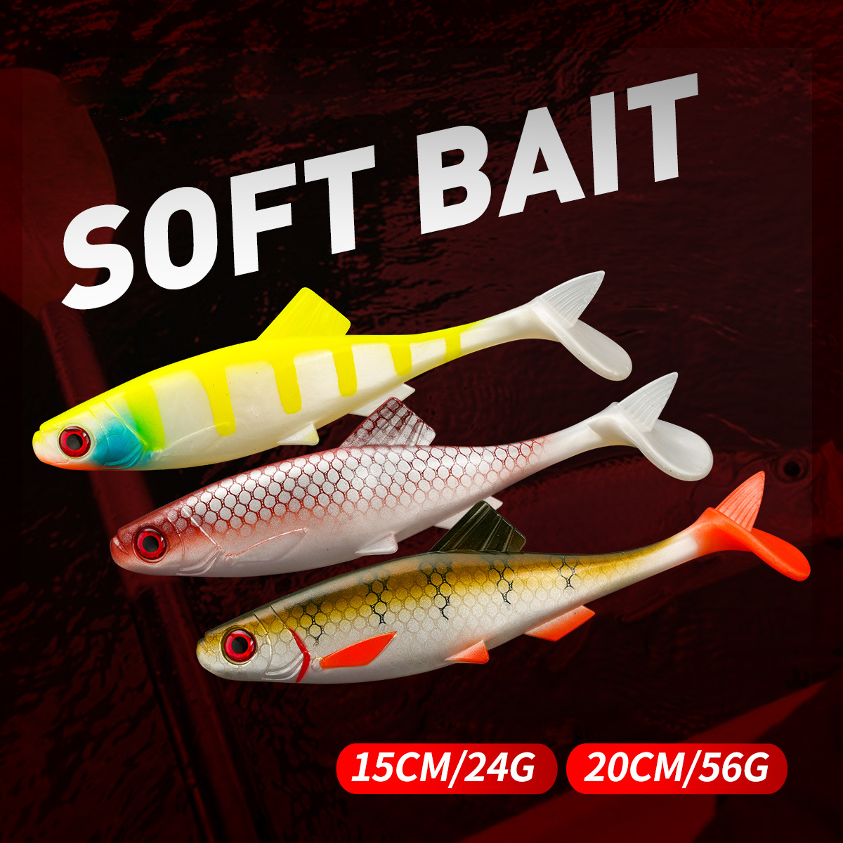 15cm 24g 20cm 56g 10colors Fishing for Grouper and Mandarin Bass Simulation Fishing Soft Lure Bait · Original source photograph · specifications to confirm