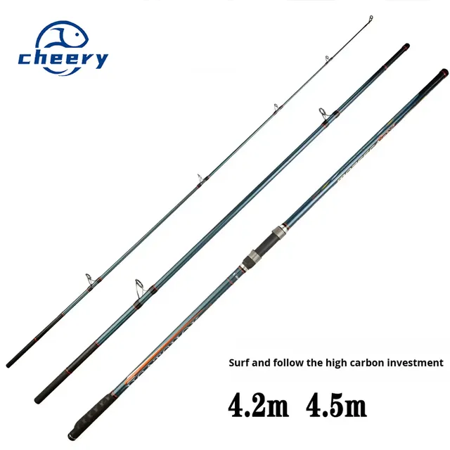 4.2m/4.5m 250G Long Casting Weight Three-Section Surf Fishing Rod Carbon Material for Carp Long-Distance Bottom Fishing Pole