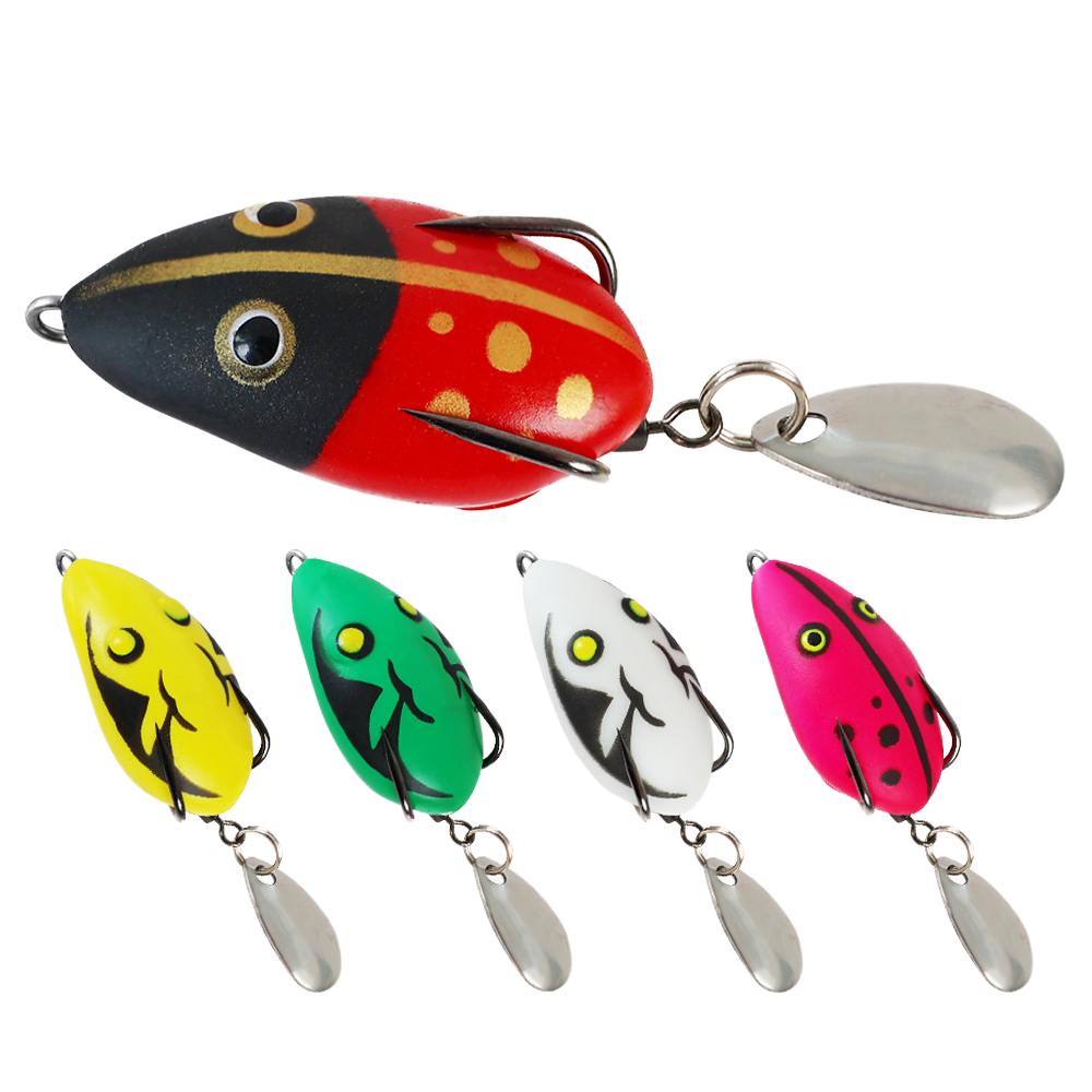 Luhsazer 5pcs/set Floating Frog Topwater Lure 40mm 4g Silicone Soft Bait Kit for Bass Carp & Snakehead with Hooks · Original source photograph · specifications to confirm