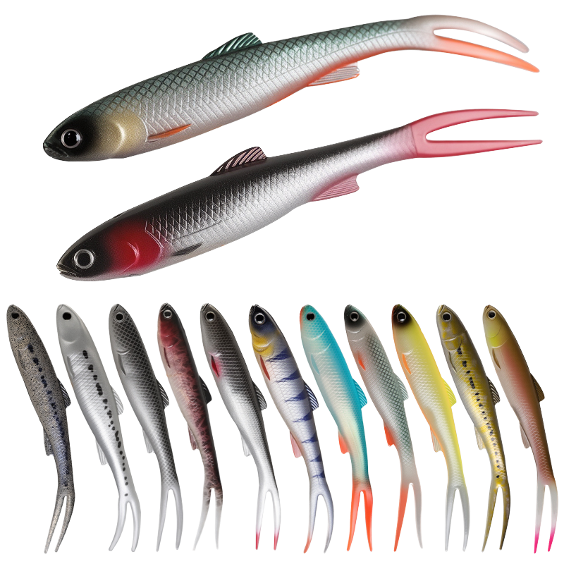TCE 14cm 11g Bionic Forktail Bottom Bait Soft PVC Lure for Trout Bass Grouper-2-Piece Pack (13 Colors) · Original source photograph · specifications to confirm