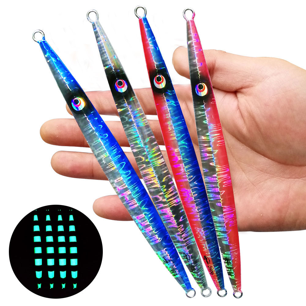 Bestseller Sinking Iron Jig Lure Glow-in-the-Dark Long Strip Fast-Pull Sea Fishing Boat Fishing Tuna Cuttlefish Bait · Original source photograph · specifications to confirm