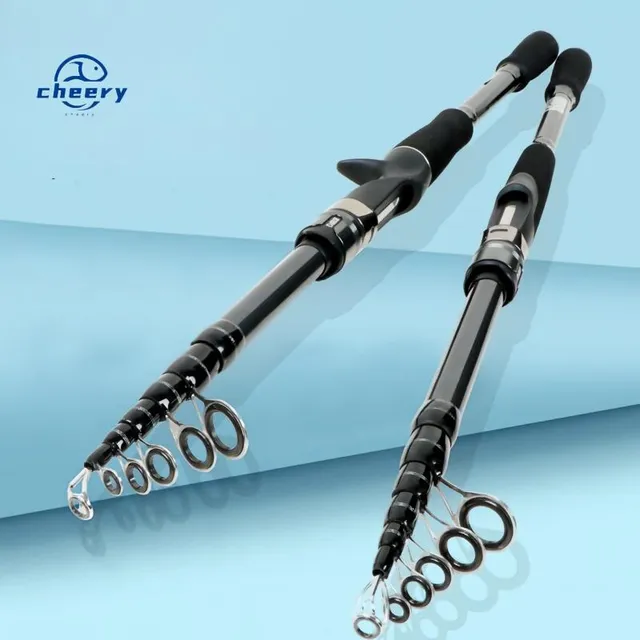 CHEERY Carbon Retractable Lure Rod Straight Handle Ultra Light Hard Medium Fast Action Bottom Fishing Carp Ocean Beach Rod