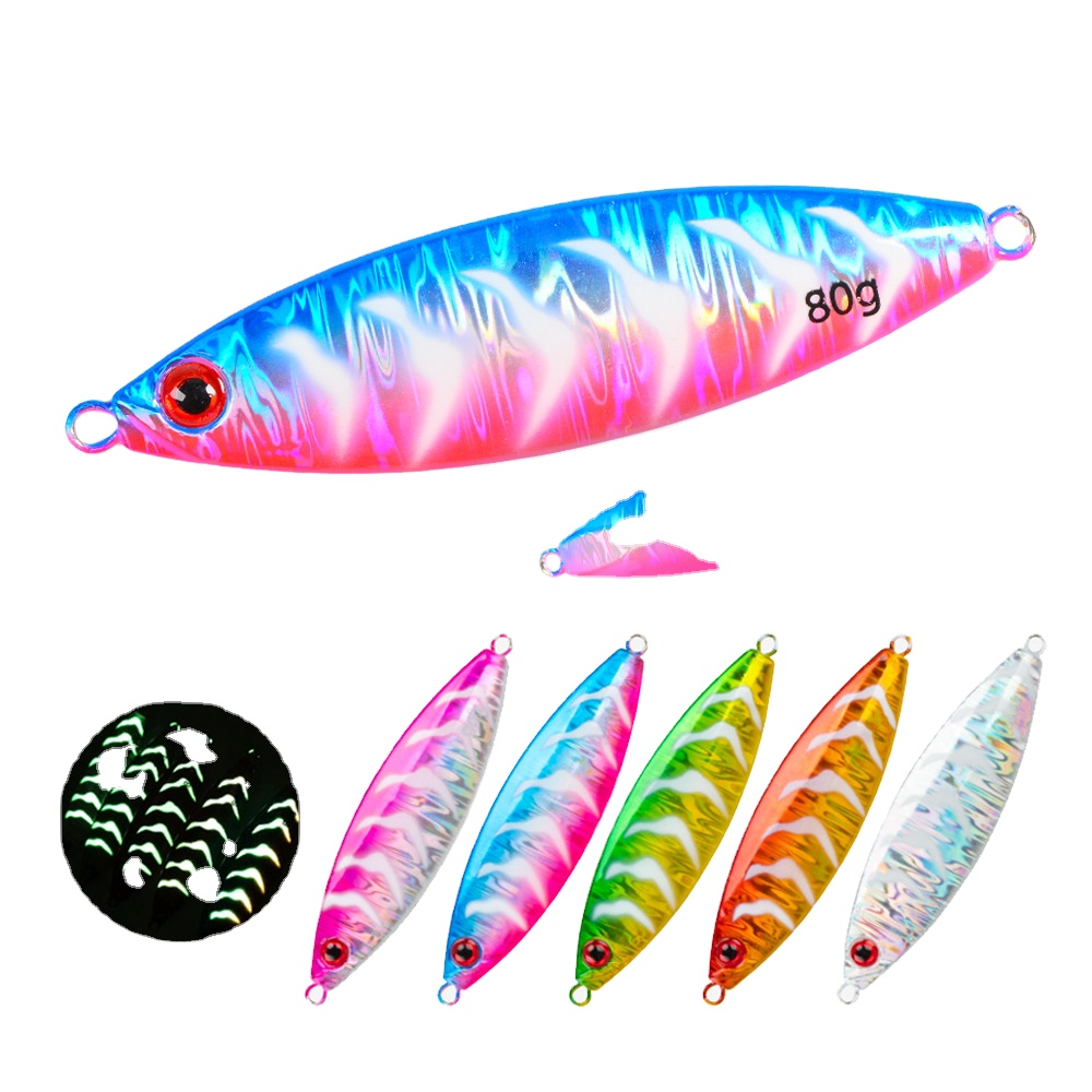 Long-Cast Night-Glow Slow-Rolling Metal Jig Lure 80g/100g/120g for Sea Boat Fishing Hooks Saltwater Fish Bionic Artificial Hard · Original source photograph · specifications to confirm