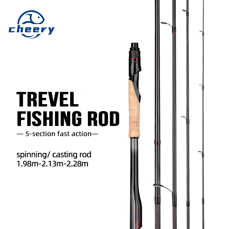 Wholesale Lure Travel Fishing FUji Guide Spinning Rod 1.98m 2.13m 2.28m 5 Section Carbon Casting · Original source photograph · specifications to confirm