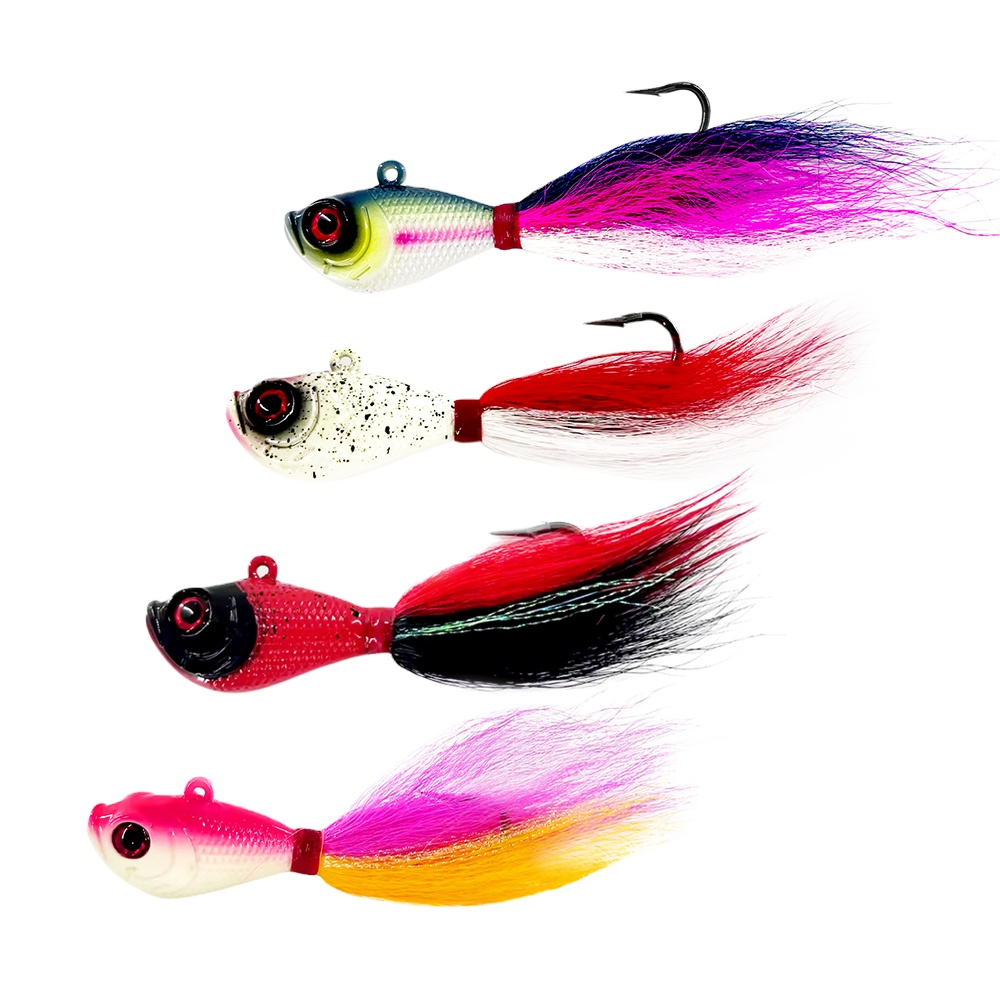 168g 6oz Heavy Metal Lure Jig Lead Head Real Feather Saltwater SWIMBAIT Bucktail for Sea Fishing Trout · Original source photograph · specifications to confirm