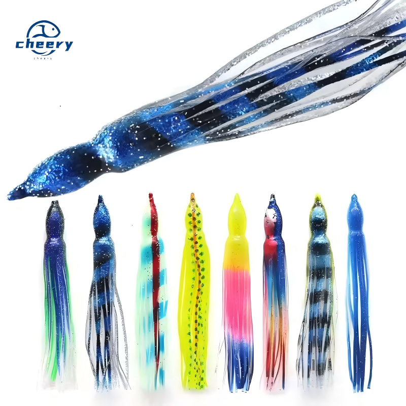 Cheery PVC Saltwater Fishing Trolling Skirts Lure 2.5in to 16in Octopus Squid Marlin Teaser Tuna Printed Different Sizes Lure · Original source photograph · specifications to confirm