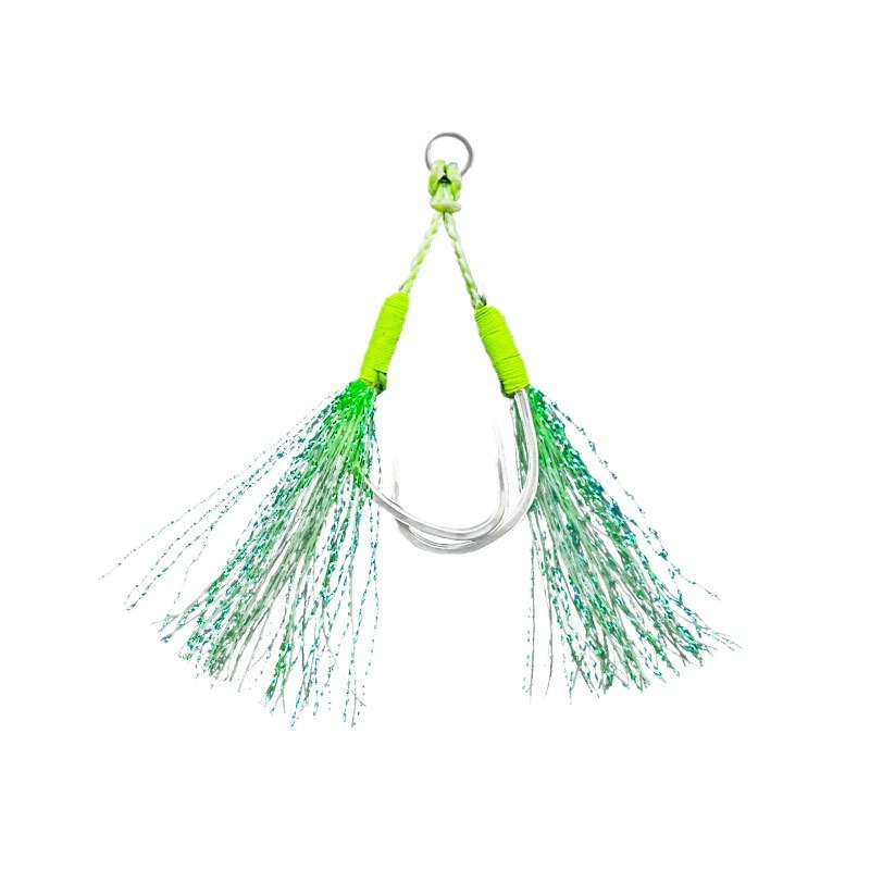 Sea Fishing Built-in Steel Wire Luminous Slow Shake Double Jig Hook for Mackerel with Barbed Points · Original source photograph · specifications to confirm
