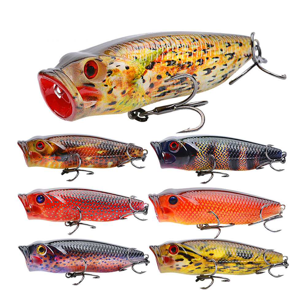 Cheery 80mm 14g Treble Hook Lifelike 3D Printed Color Hard ABS Bait with Topwater Popper Lure Artificial Fishing Popper Bait · Original source photograph · specifications to confirm