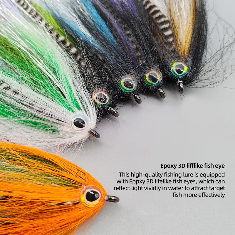 Multi-color Big-eye PVC Imitation Bait with Streamer, Mid-water Trout Fly Fishing Lure, Durable High Carbon Steel Fly Tackle · Original source photograph · specifications to confirm