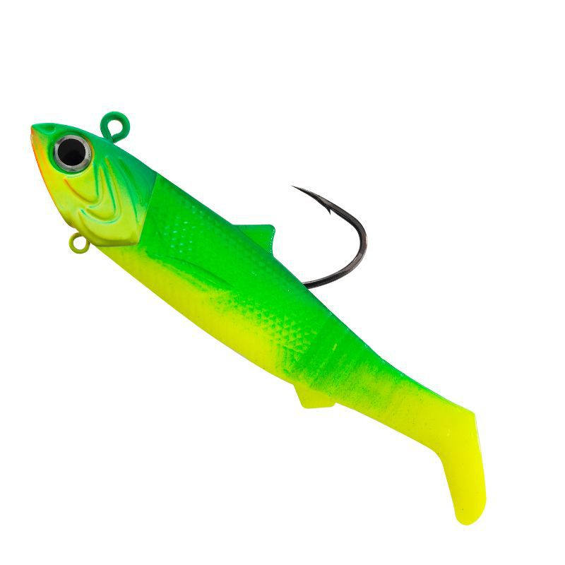 Boat Sea Fishing Bass Lead Head Hook Stainless Steel Live Bait Fish Shape T Tail Soft Bait · Original source photograph · specifications to confirm