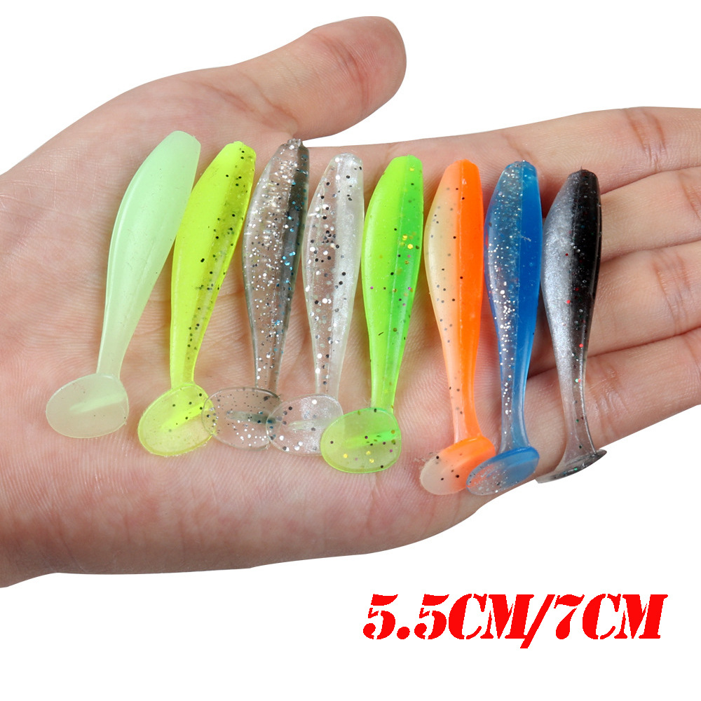 5cm 7cm Luya Smooth Two-Color T-Tail Artificial Soft Bait for Mandarin Fish-Stainless Steel Wave Design · Original source photograph · specifications to confirm