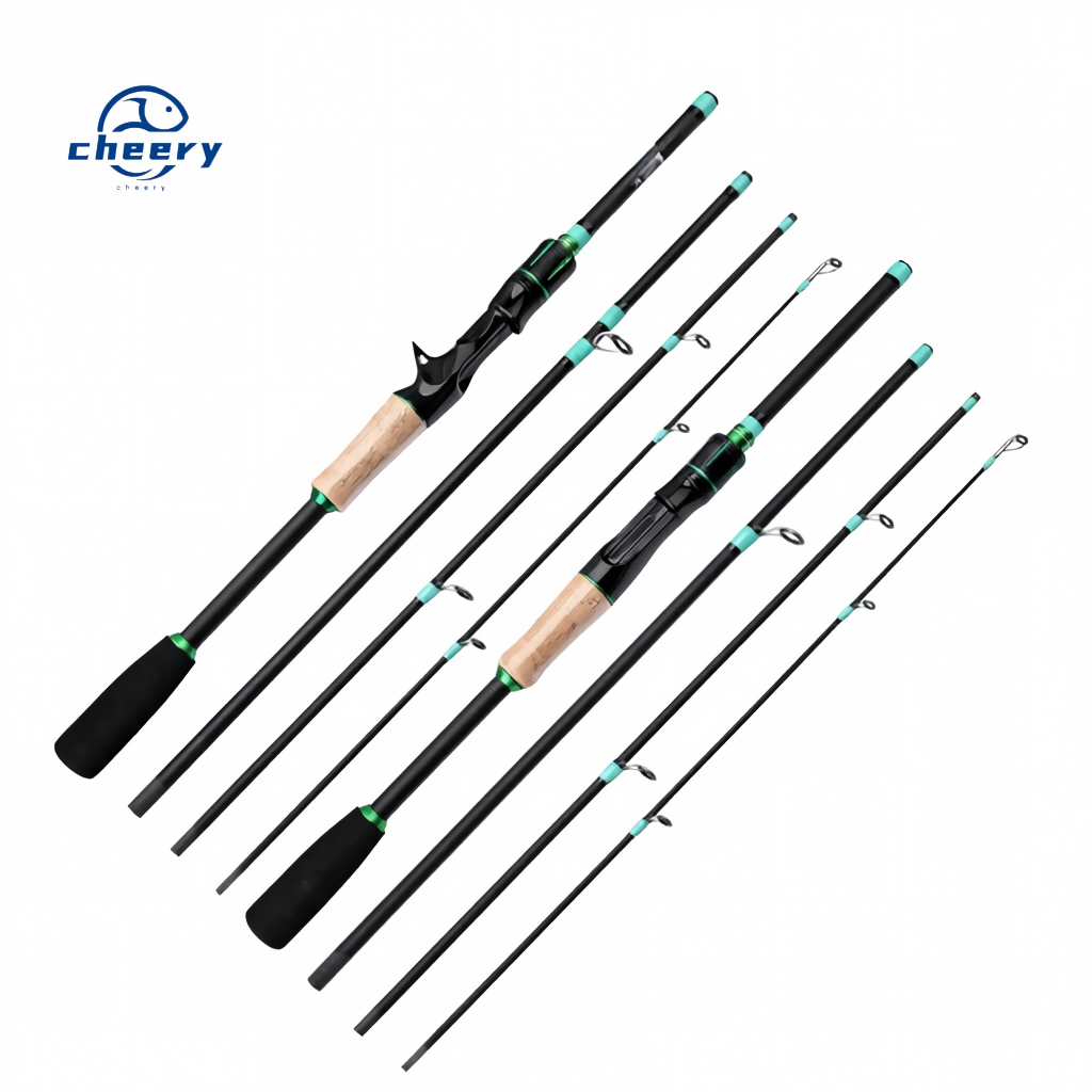 CHEERY 4 Section Carbon Fiber Lure Rod Action Adjustable Straight Handle Bass Fishing Rod Alloy Guides Baitcasting/Spinning · Original source photograph · specifications to confirm