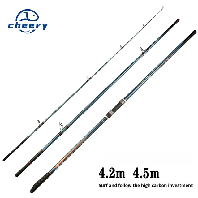4.2m/4.5m 250G Long Casting Weight Three-Section Beach Anchor Surf Fishing Rod for Long-Distance Bottom Fishing for Sea Lake