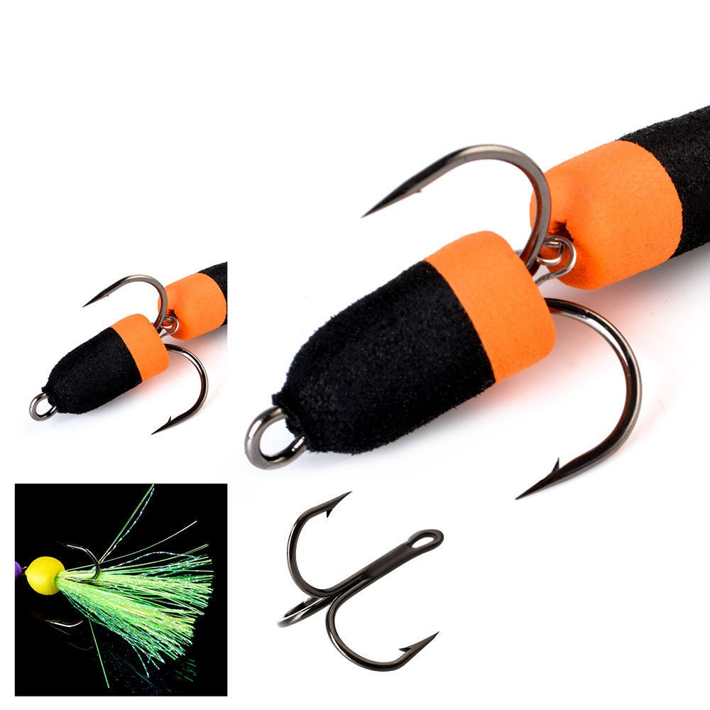 Cheery Floating Foam Bait Jig Hooks Three Anchor Barbed Hooks Bass Fishing High Carbon Steel Material Bottom Fishing Ocean Beach · Original source photograph · specifications to confirm