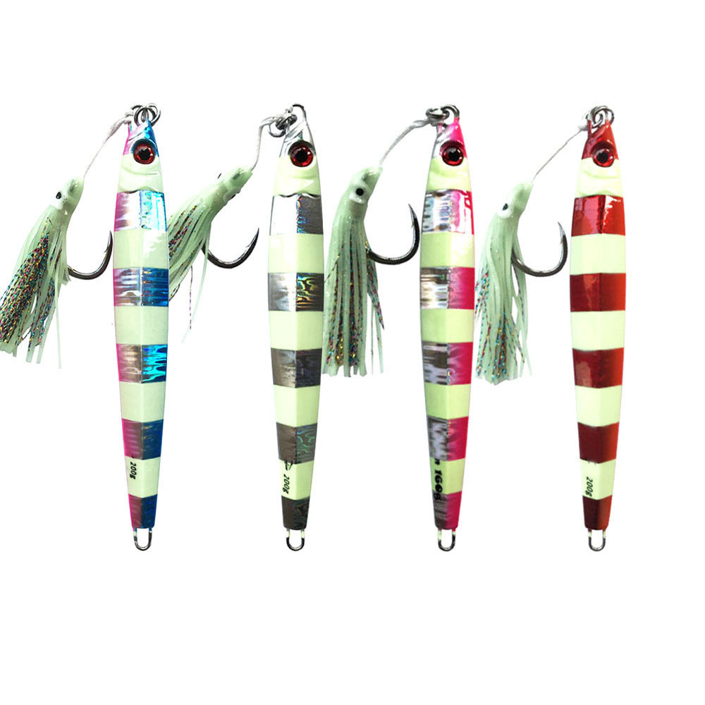 Fast-Sinking Iron Plate Jig Lure with Strong Night Glow & Laser for Sea Fishing-Spanish Mackerel Tuna-160g/200g · Original source photograph · specifications to confirm