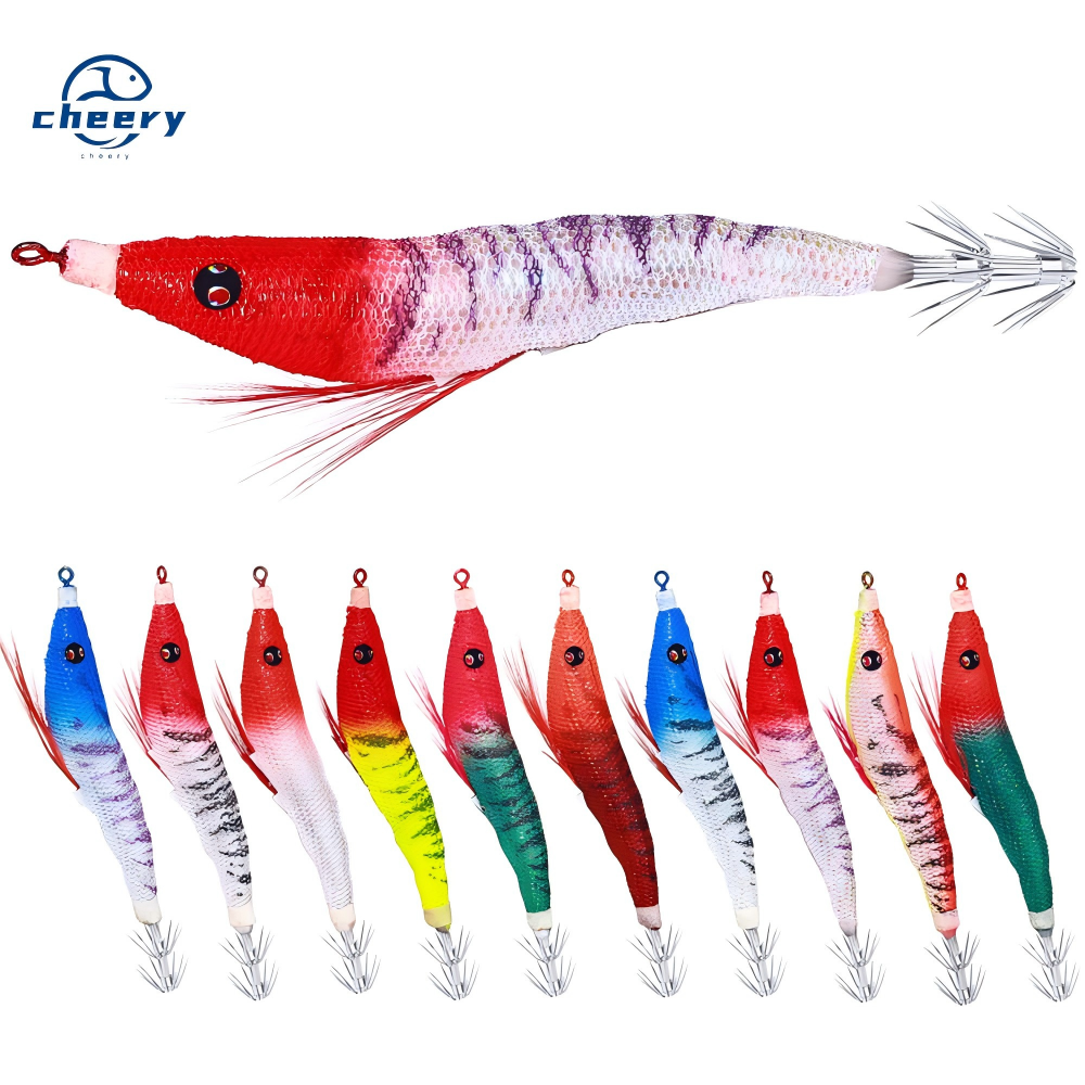 Cheery Live Bait Wood Shrimp Set Bionic 12-Piece Luminous Squid Hook Fluorescent Fake Shrimp Electronic Double Row Fishing Gear · Original source photograph · specifications to confirm