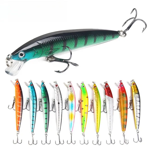 10cm/9g ABS Ringing Bead Hard Bait Lure Plastic Minnow Bait for Tuna Salmon Catfish-Freshwater & Saltwater Use Lake Fishing