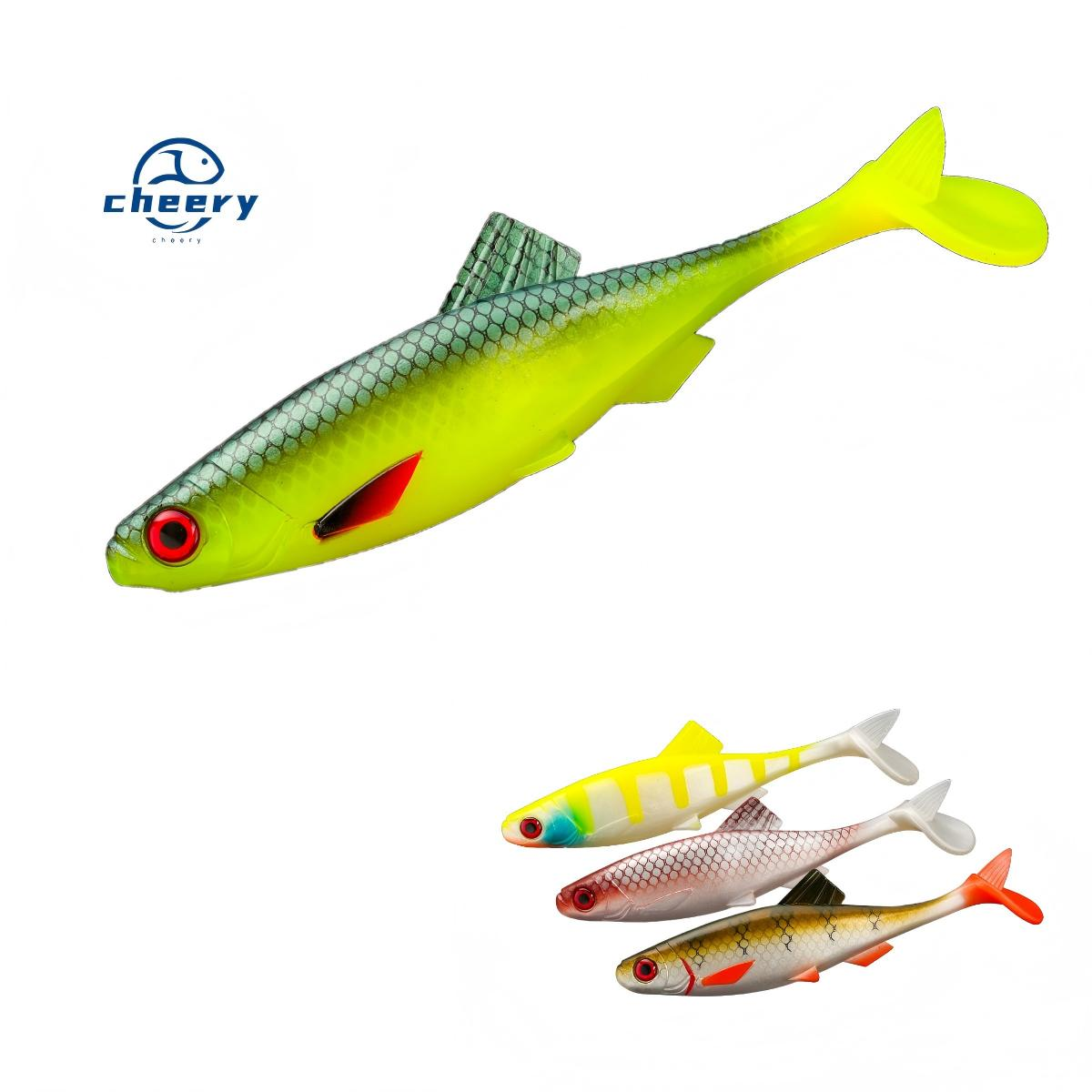 CHEERY Stainless Steel Printed T-tail Artificial Soft Bait 15cm/20cm Fish-Shaped Sea Fishing Hooks for Bass Float Bottom Fishing · Original source photograph · specifications to confirm