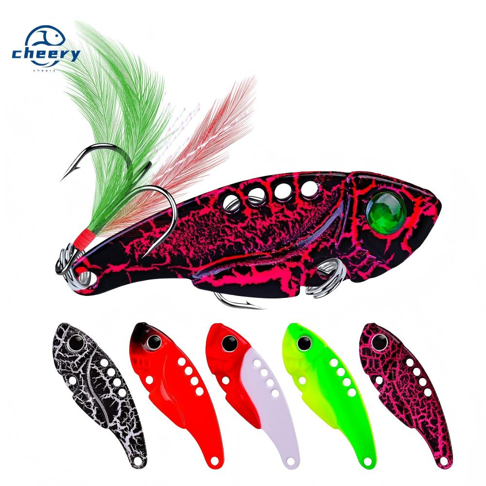 CHEERY 55mm 11gram Sink Vib Fishing Spinner Bait Blades 8 Color Meta Lure for Largemouth Trout for Ocean Boat River Lake Fishing · Original source photograph · specifications to confirm