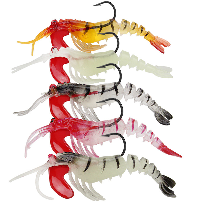 Cheap 5-Section Luminous Shrimp Lure with Jointed Soft Prawn Baits Lead Head Plastic Soft Shrimp Lure · Original source photograph · specifications to confirm