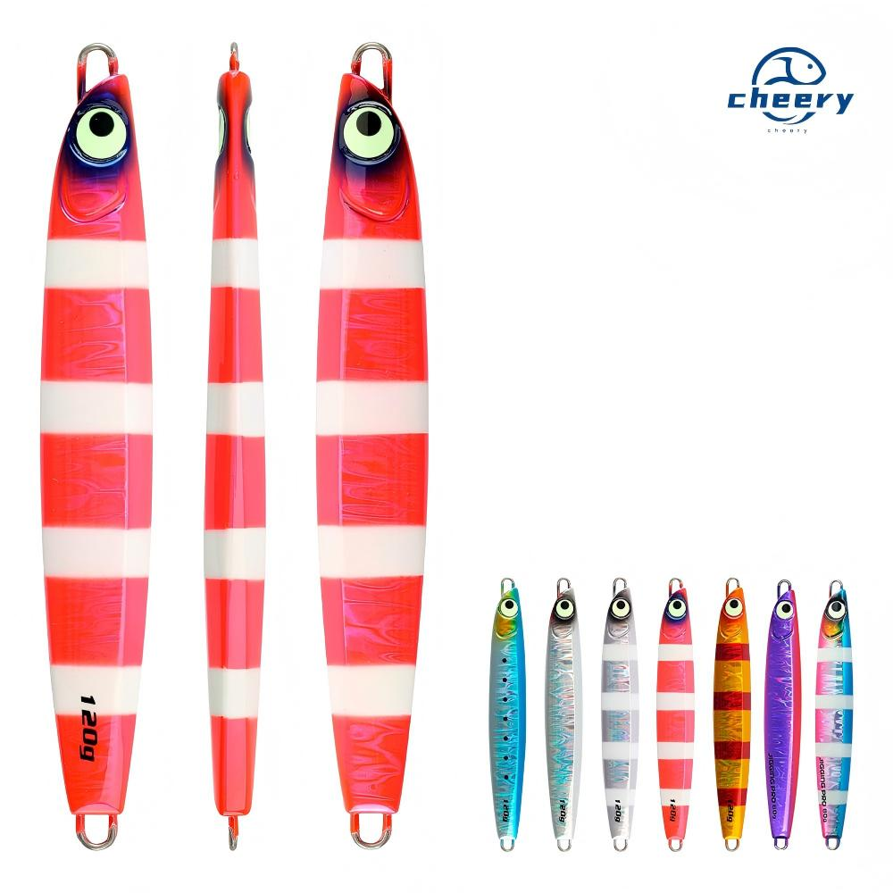 CHEERY Jigging Pro Vertical Long Casting 60g-160g Luminous Saltwater Deep Sea Boat Fishing Jig 3d Metal Jigging Lure · Original source photograph · specifications to confirm