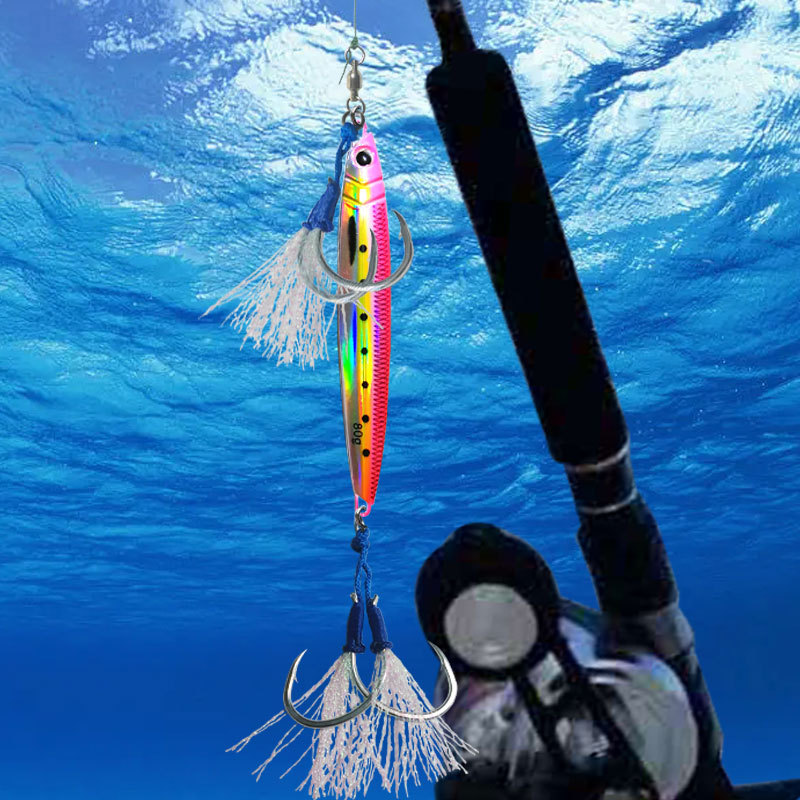 For Bestseller Iron Plate Double Hook Lure with Strong Pulling Power & Corrosion-Resistant for Sea & Boat Fishing · Original source photograph · specifications to confirm