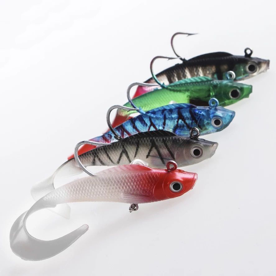18g 95mm T-tail Soft Fishing Lure Lead Jigs 6 Colors with Treble Hook for Freshwater Saltwater Fishing Gear · Original source photograph · specifications to confirm