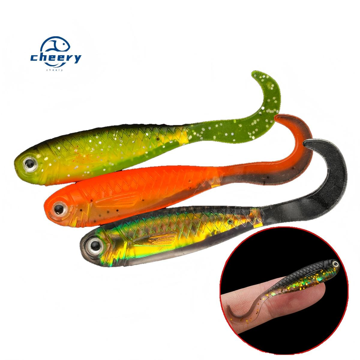 CHEERY 5CM Mini Bait for Fishing Black Pit Bass Mandarin Fish Built-In Reflective Aluminum Foil Simulation Fork Tail Soft Bait · Original source photograph · specifications to confirm