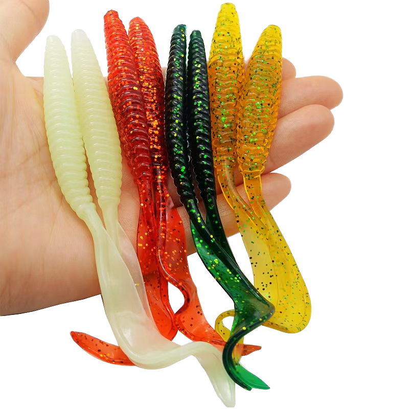 13cm 5.5g Big Sickle Curly Tail Soft Worm Lure, Grub Curly Tail Artificial Soft Bait · Original source photograph · specifications to confirm