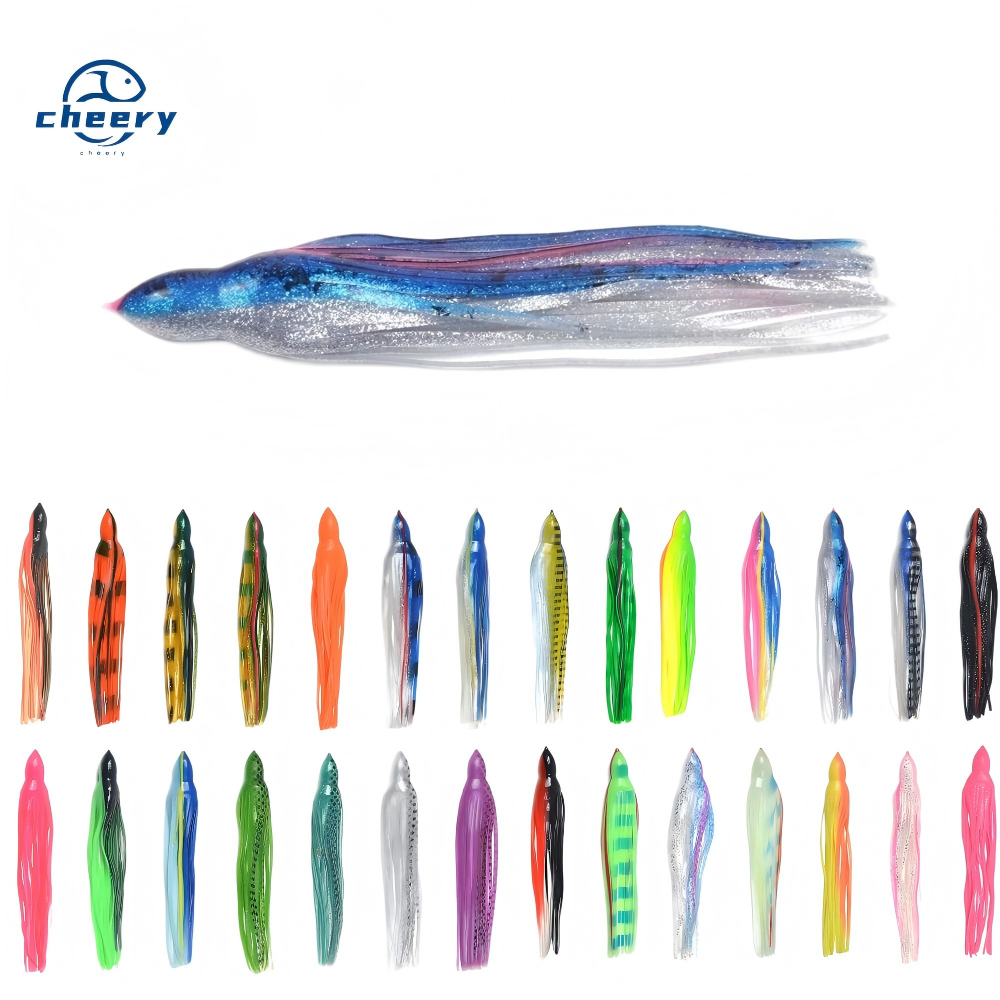 Cheery UV Enhanced Soft Plastic Replacement Big Game Trolling Squid Fishing Lure Rubber Skirts · Original source photograph · specifications to confirm