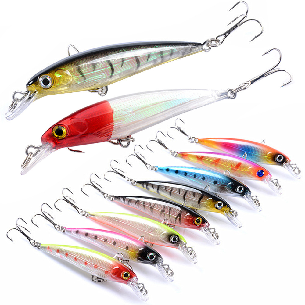 9cm 7.3g Minnow Hard Fishing Lures 9 Colors 3D Eyes Bionic Artificial Minnow Baits Mino Hard Lure · Original source photograph · specifications to confirm