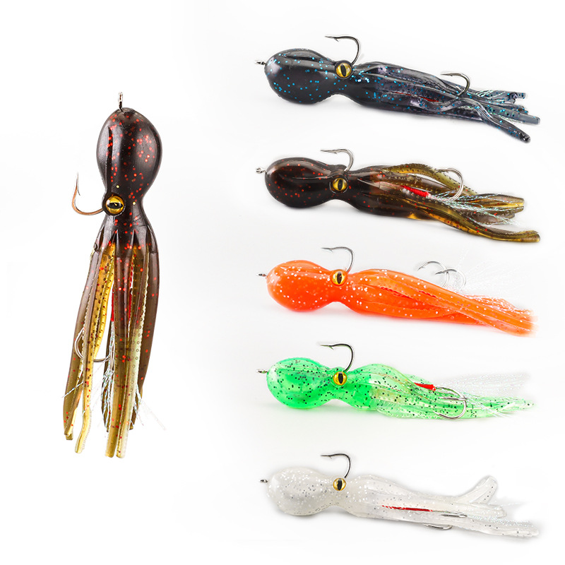 11cm 19g Octopus Soft Bait Double Hook Iron Plate Jig Plastic Sea Fishing Boat Bait for Tuna & Bass Deep Sea & River Fishing · Original source photograph · specifications to confirm
