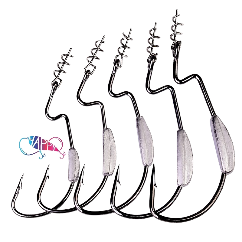 Barbed Soft Lure Lead Hooks 5pcs/bag Coil Spring Crank 5/0#-1/0# Fly Fishing Octopus Target Species · Original source photograph · specifications to confirm