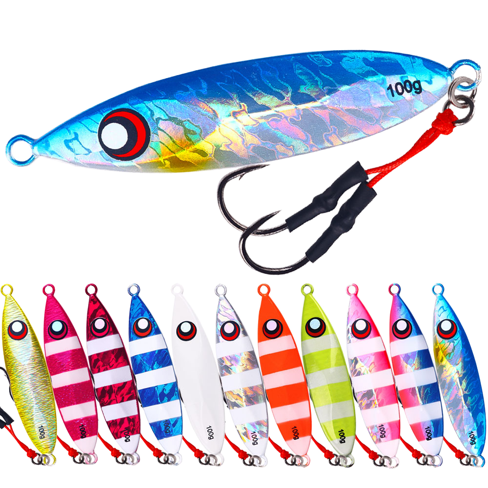 New Laser Glow Metal Jig Lure Heavy Weight Sinking Double Hook Fall Fishing Bait · Original source photograph · specifications to confirm
