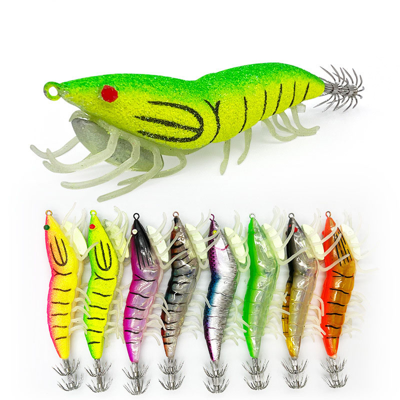 Cheery New Luminous Squid Hook Realistic Bait Shrimp Lure with Soft Feet Plastic Fishing Lure · Original source photograph · specifications to confirm