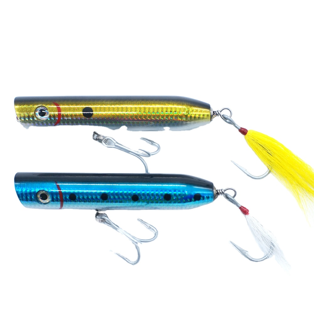 56g 5 1/2" Hard Lure Popper Swim Bait Saltwater Pike Tuna Salmon Fishing Wood Lure · Original source photograph · specifications to confirm