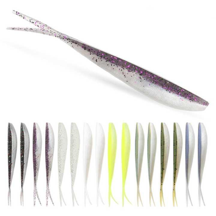 OEM Fishing Soft Bait With Forked Tail 2" 3" 4" 10pcs/bag Fishing Worm Bait Lacquer Double Color Silicone Fish Bait · Original source photograph · specifications to confirm