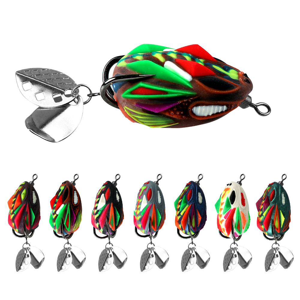 SNEDA New Silicone Frog Lure with Double Blades-Realistic Topwater Bait for Long Cast Snakehead & Bass Fishing Lake Stream River · Original source photograph · specifications to confirm