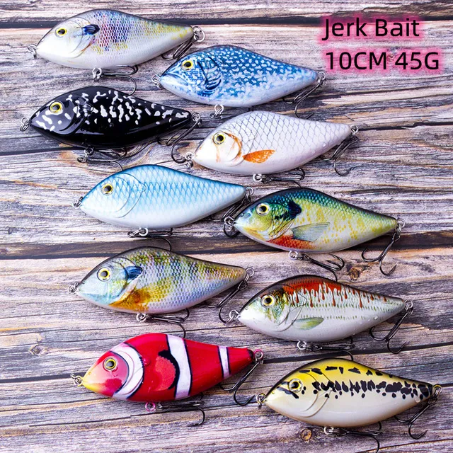 10CM 45G Hard Sinking Fishing Lures Crank Baits Pike Bait Crank Jerk Bait Minnow Plastic Hard Fishing Lures