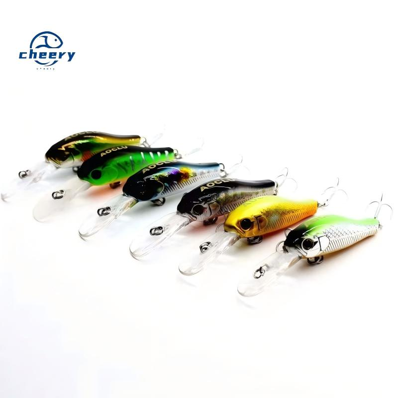 CHEERY Hard Bait Floating Fishing Minnow Midwater 55mm 2.5g Diving 1.2m Rattle Shad Bass Sea Bass Salmon Pike Lure with VMC Hook · Original source photograph · specifications to confirm