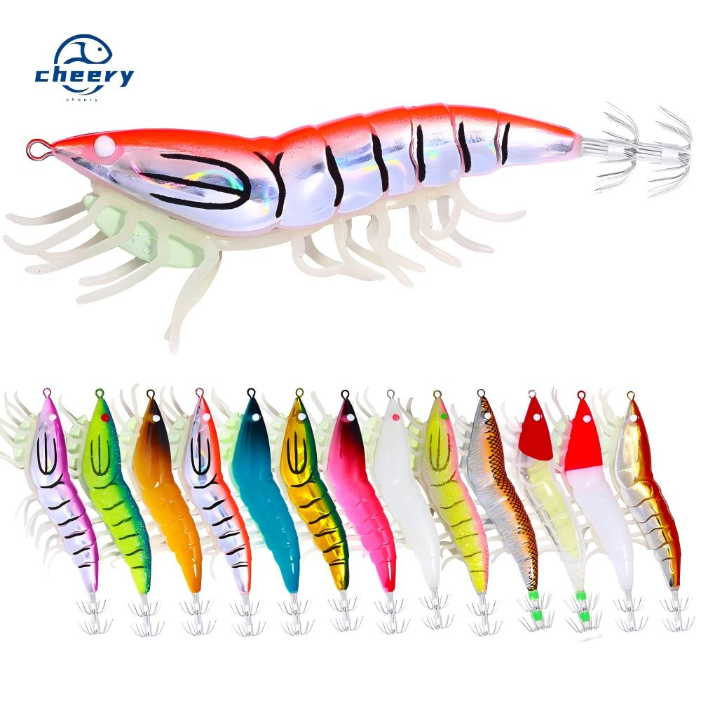 Cheery Wholesale SJ026 Luminous Shrimp Shaped Baits 12cm 20g 3.5# Saltwater Squid Jig Fishing Lures Plastic Ocean Boat Fishing · Original source photograph · specifications to confirm