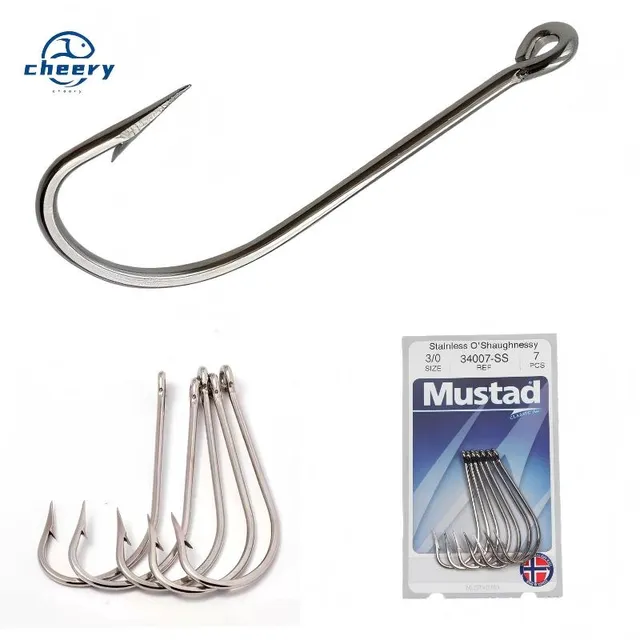 CHEERY 100% Stainless Steel O'shaughnessy 8-8/0# Long Shank Barbed Circle Hooks 34007SS for Saltwater and Fly Fishing