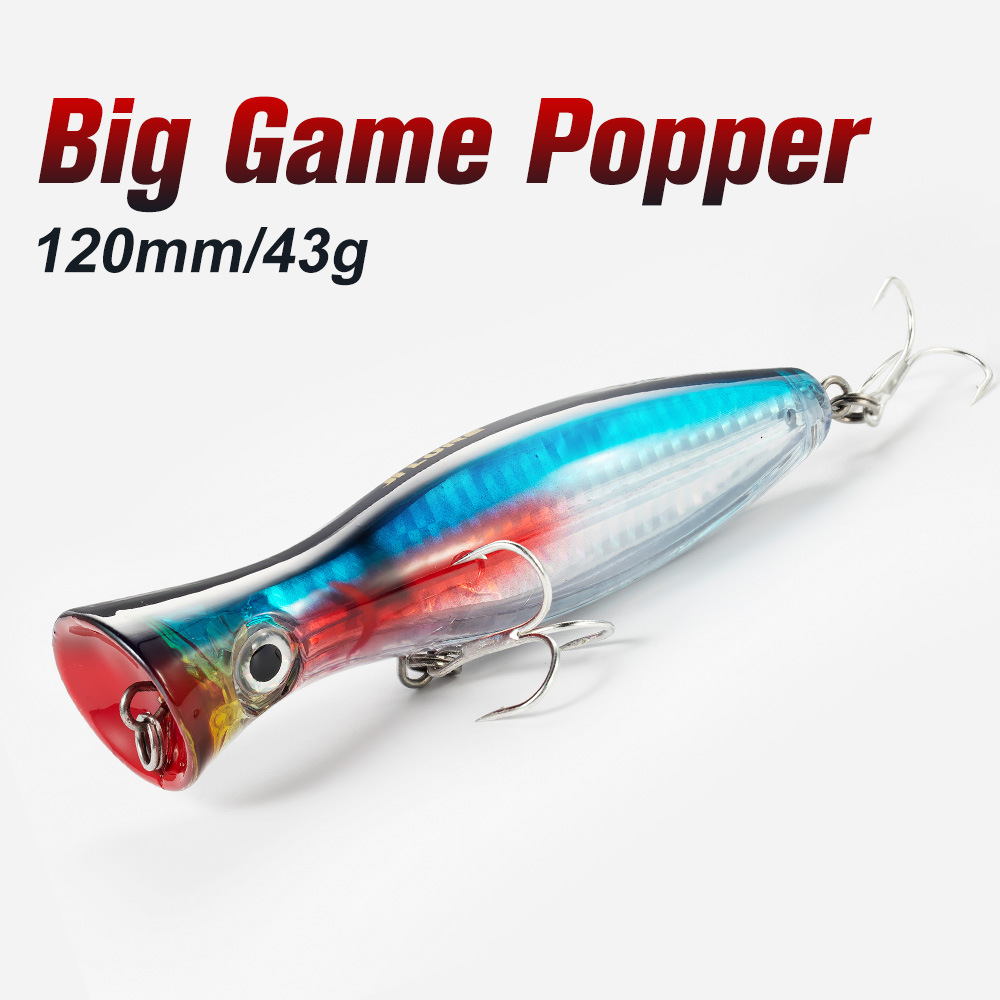 Manufacturer Wholesale Stainless Steel Surface-Walking Popper 12cm/43g Artificial Hard Bait  Rattling Beads Lure · Original source photograph · specifications to confirm